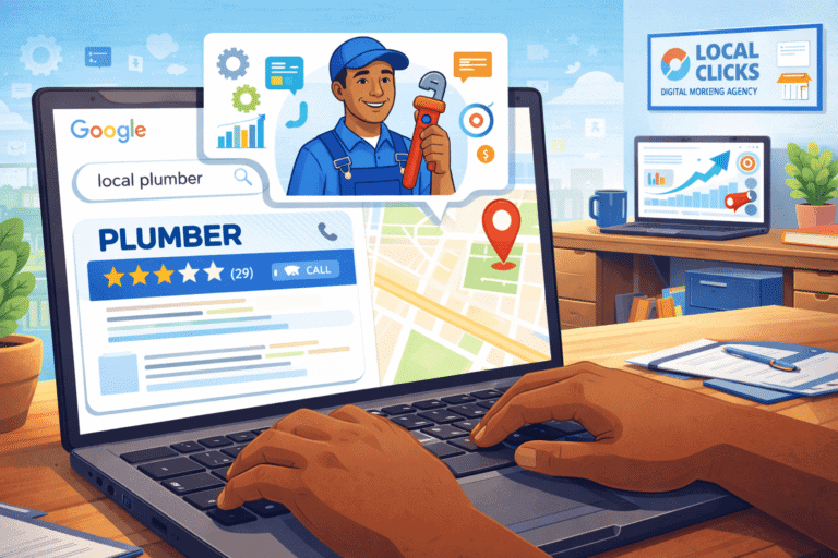 Google local 3-pack search results showing a plumber business ranking at the top of local search.